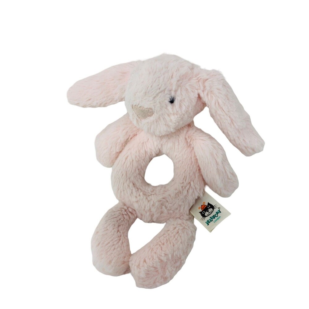 Jellycat Bashful Blush Bunny Rabbit Pink Plush Baby Ring Rattle Stuffed Toy